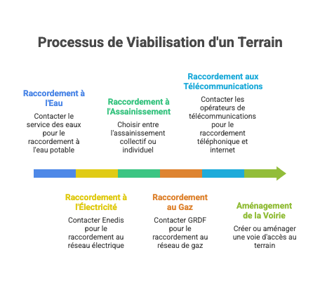 Viabiliser un terrain : quelles démarches, quels travaux et quel budget ? 1 Schéma sur le processus de viabilisation d'un terrain